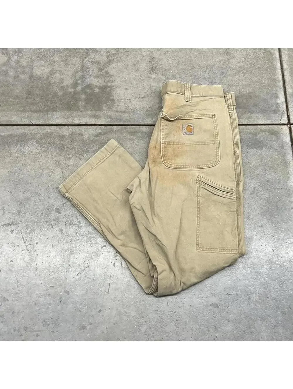 vintage carhartt beige relaxed baggy fit cargo pants size 34 x 30